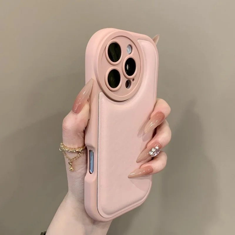

Personalized air cushion leather texture anti-drop phone case compatible with Apple16promax 15pro/14/13 Protective Sleeve