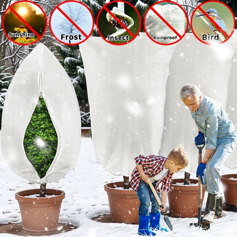 

Cold Weather Plant Cover Reusable Winter Frost Protection Cloth Breathable Garden Bag MultiSize Tree Protector for Outdoor Plant