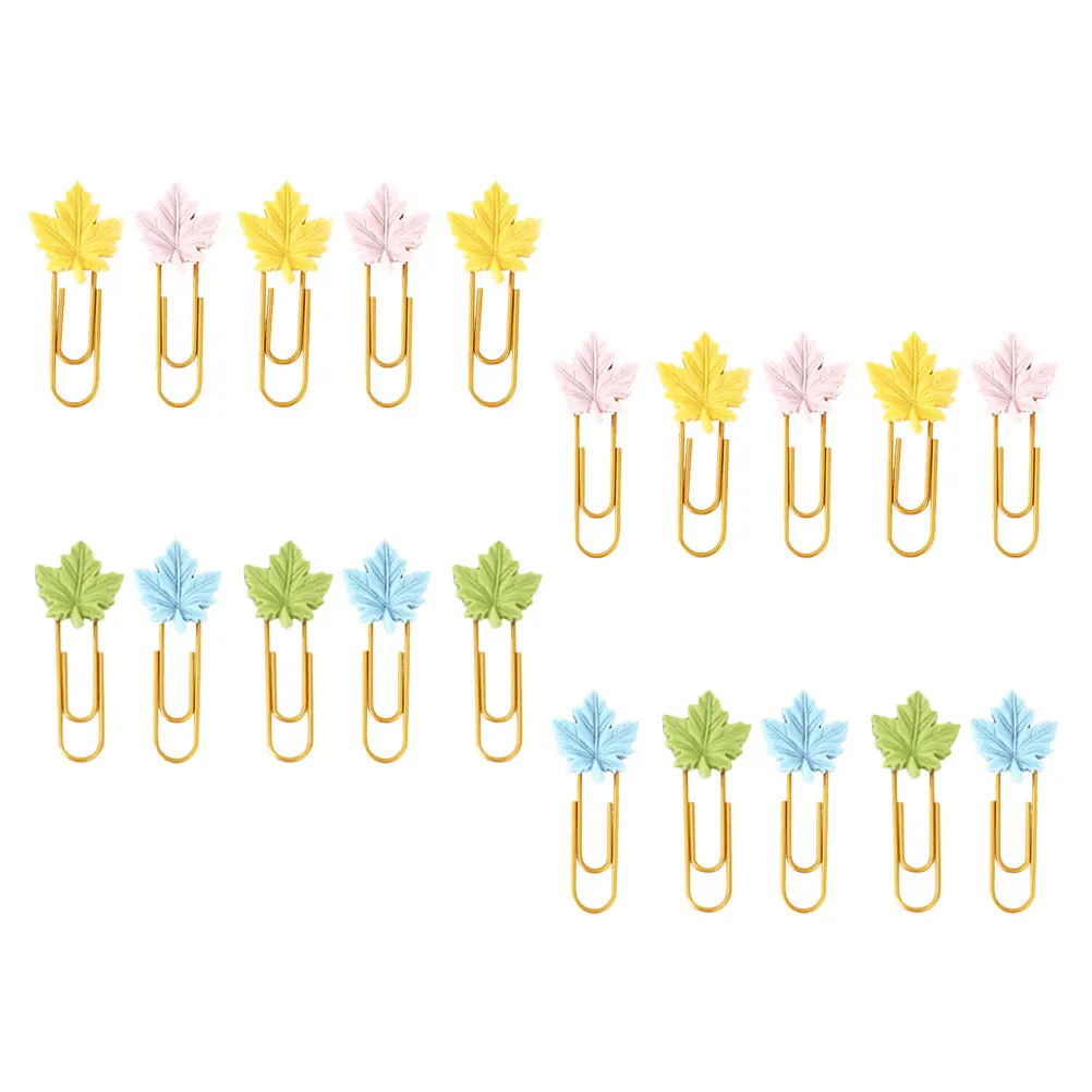 

20 Pcs Maple Leaf Bookmark Cute Creative Shaped Planner Binder Gold Bookmarks Metal Versatile Storage Cute Paper