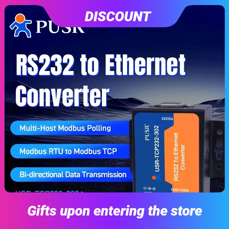 

PUSR RS232 к Ethernet TCP IP поддерживает DNS DHCP Встроенный веб-шлюз Modbus USR-TCP232-302