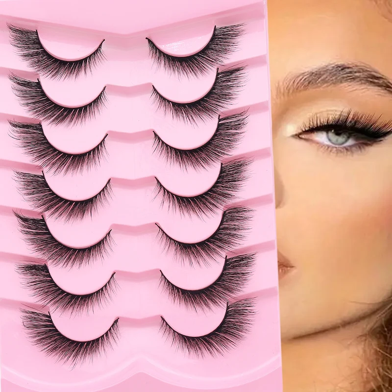 7ペアのふわふわしたヨーロッパとアメリカのつけまつげ、ワンピースフォックスピュアディザイア、日本のつけまつげタイプ、ナチュラル