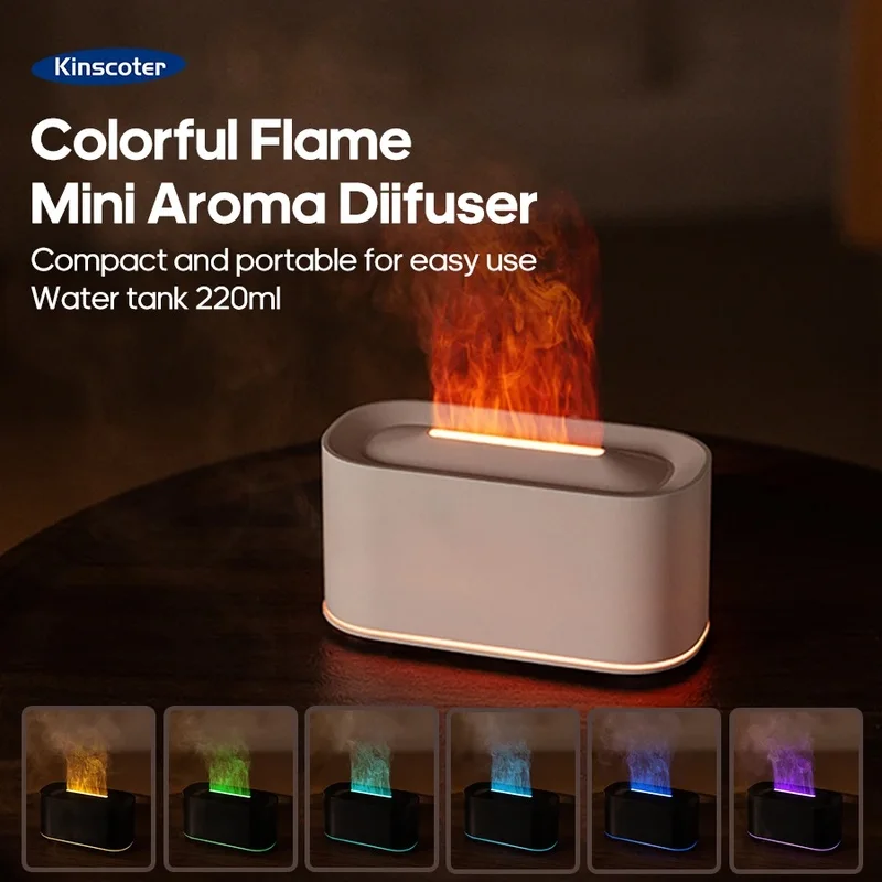 Aroma Humidifier Mini Air Humidifier for Home Bedroom Flame Essential Oils Diffuser Desktop Fragrance Diffuser with Night Light
