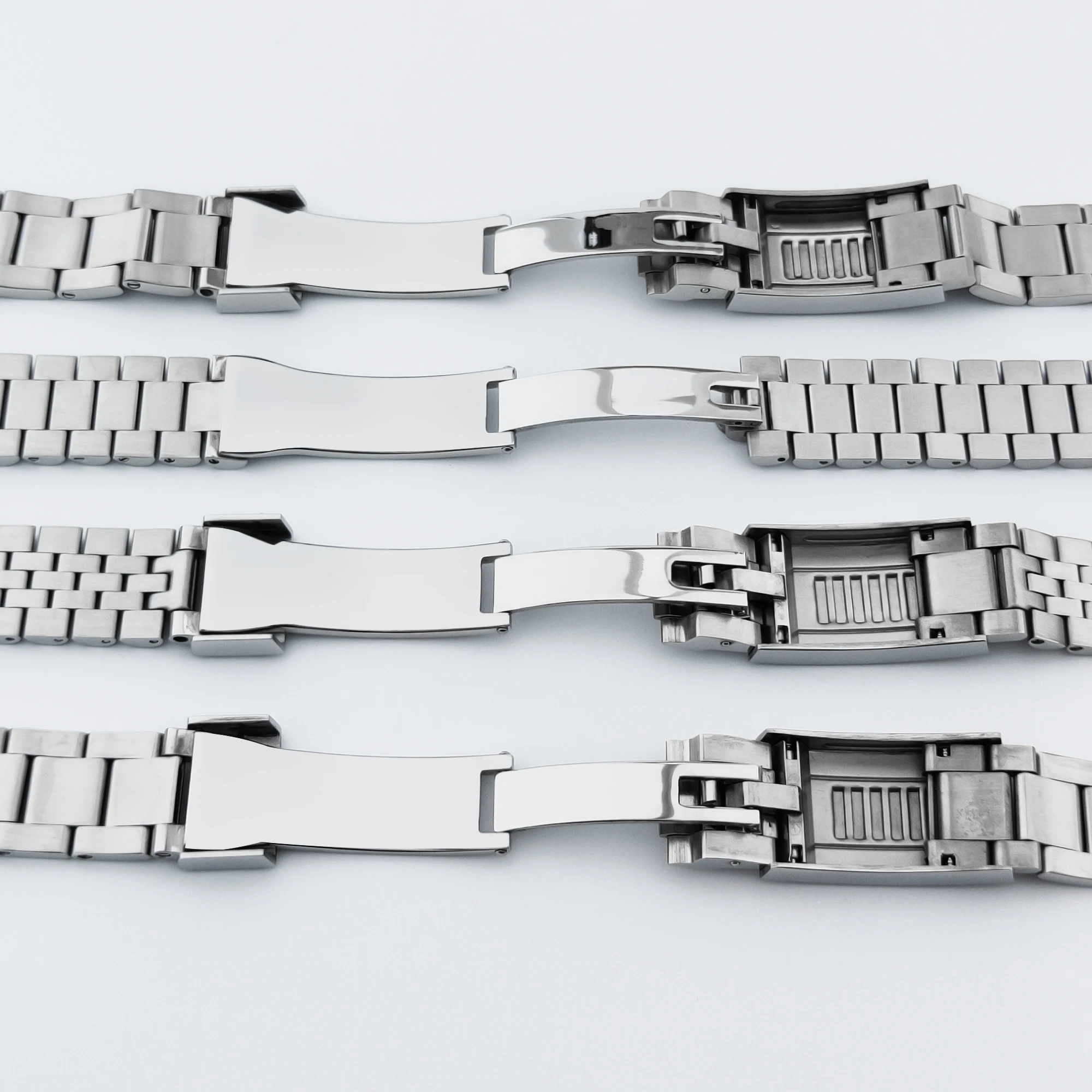 Neiton 20 مللي متر الفضة الرئاسية الصلبة سوار 904L الفولاذ المقاوم للصدأ الإنزلاق قفل المشبك معصمه ل Sub Log NH34 NH35 ساعة