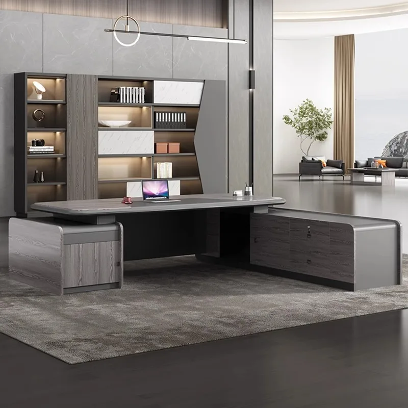 مكتب الرئيس، مجموعة مكتب وكرسي، جو فاخر وخفيف وحديث وبسيط، مكتب مكتب #4