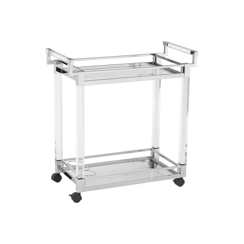 Modern light luxury acrylic dining car, hotel fashion food delivery car, Italian light luxury transparent double-layer trolley,