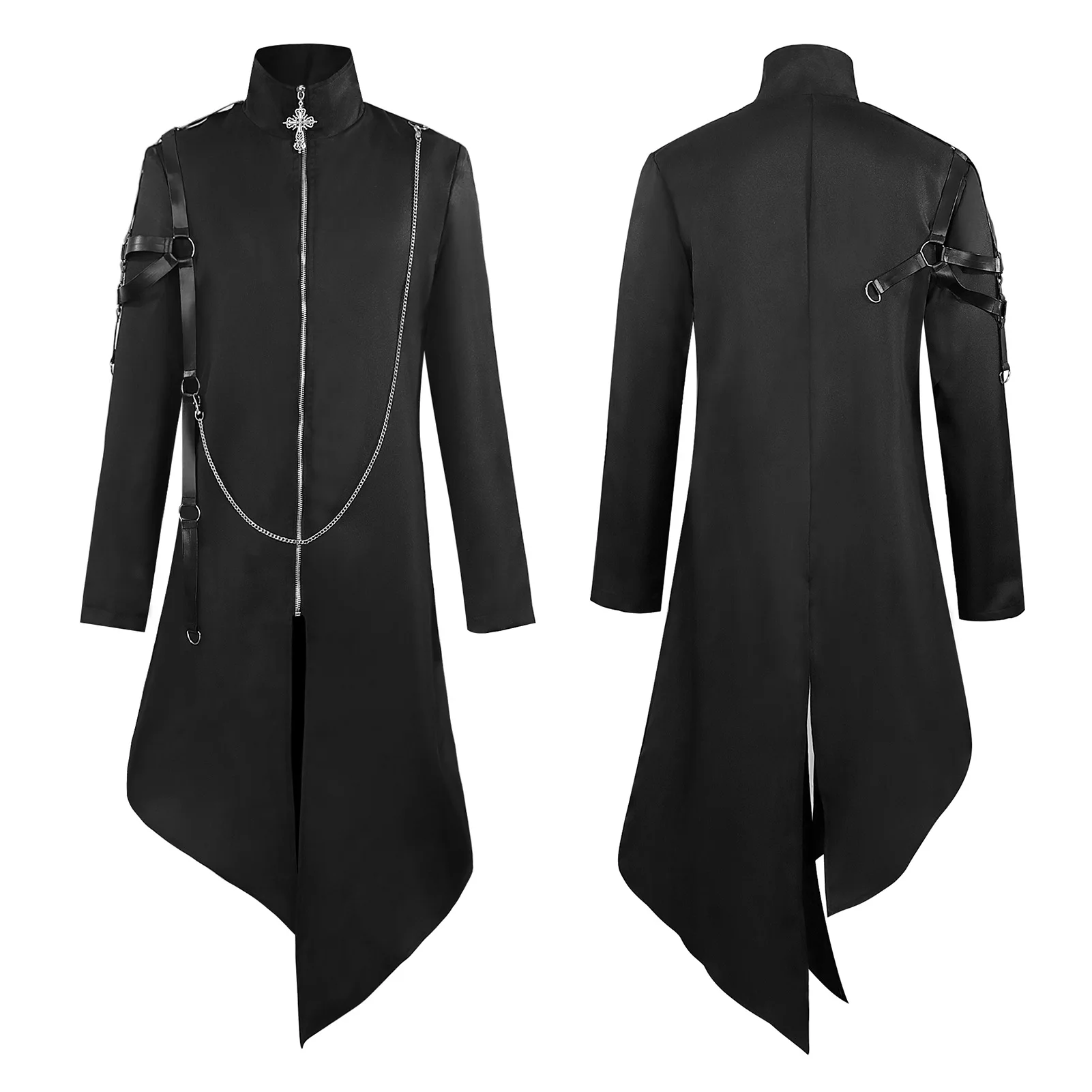 

Новый костюм для выступлений в стиле средневековья, эпохи Возрождения, панк, винтажный готический, длинный, мужской, из сатинового материала