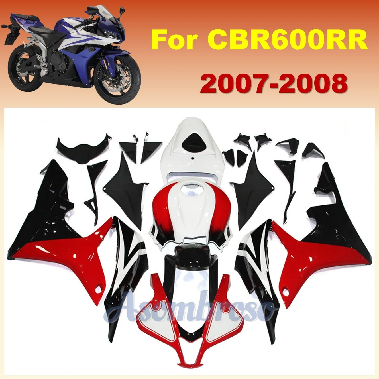 High Quality Injection Motorcycle Fairing Kit for CBR600RR 2007 2008 CBR600 RR F5 07 08 CBR 600RR Red/white Body Frame fairing