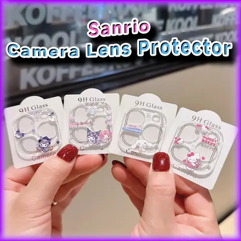 Kuromi Cinnamoroll 강화 유리 렌즈 보호대 iPhone 16 15 14 13 12 11 Pro Max My Melody 헬로 키티 카메라 렌즈 커버
