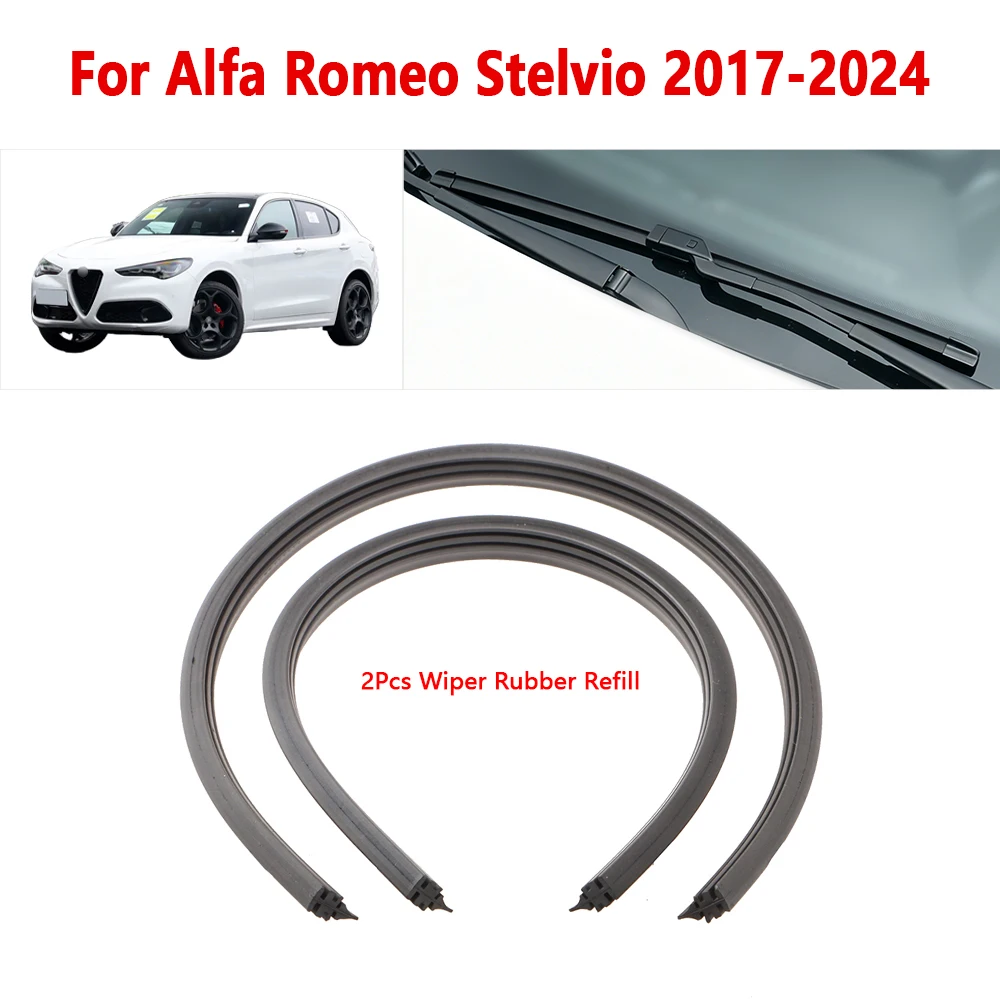 

For Alfa Romeo Stelvio 2017 2018 2019 2020 2022 2023 2024 Wiper Refill Rubber Strip 18" 26" Car Wiper Accessories 1Pair