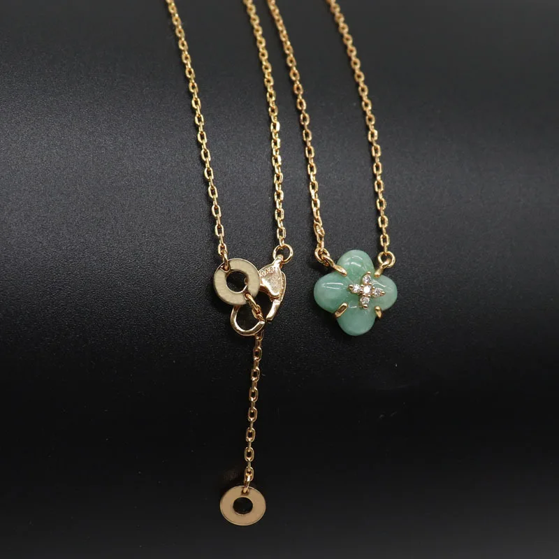 Wishing Pool Natural Stone Necklace for Women Gold Plated Vintage Necklaces Female's Simple Elegant Jewelry for Party Wedding
