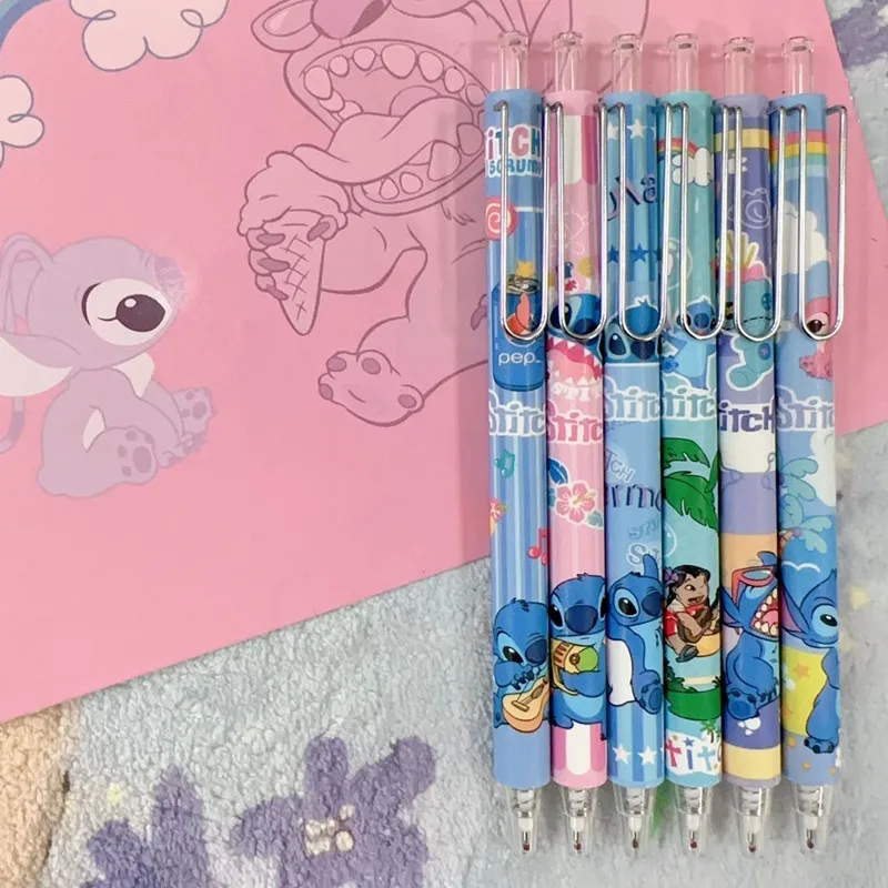 1/4pcs Disney Anime Stitch Pen Kawaii Lilo & Stitch Black Neutral Pen Cartoon 0.5mm Press Gel Pen Student Stationery