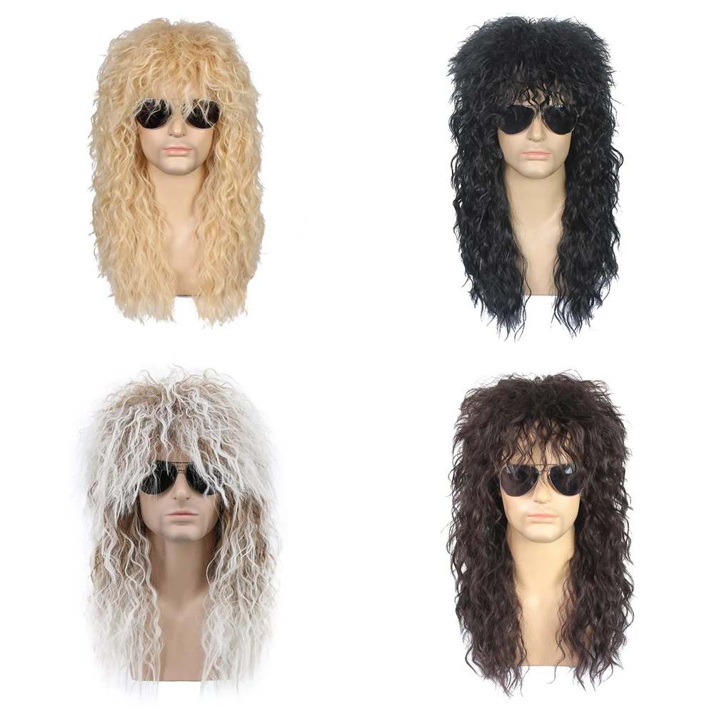 

80s Punk Rock Cosplay Synthetic African Small Curly Hair, Suitable For Both Men And Women Daily Party Natural Heat-Resistant Wig