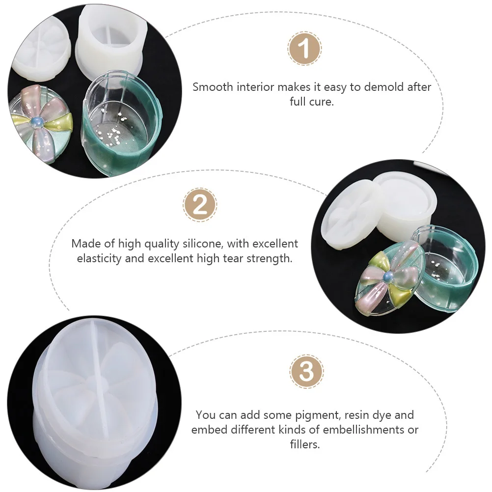 قوالب راتينج السيليكون صندوق مجوهرات بيضاوي غطاء على شكل فيونكة لإكسسوارات الحرف اليدوية التي تصنعها بنفسك وتخزين العناصر الصغيرة قالب راتنجات الايبوكسي