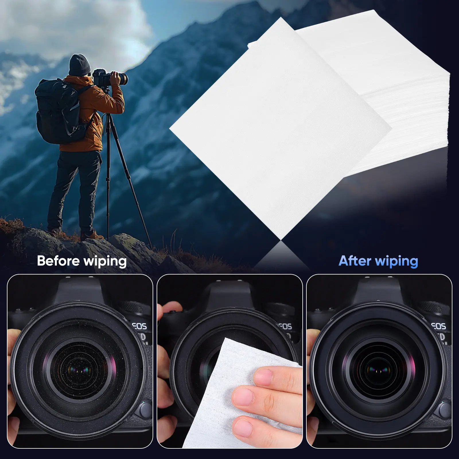 

300pcs Dust Free Paper Wipes Nonwoven Cleanroom Cloth Lab Instrument Lens Cleaning Lint Free Tool Electronics Dry Moist Use