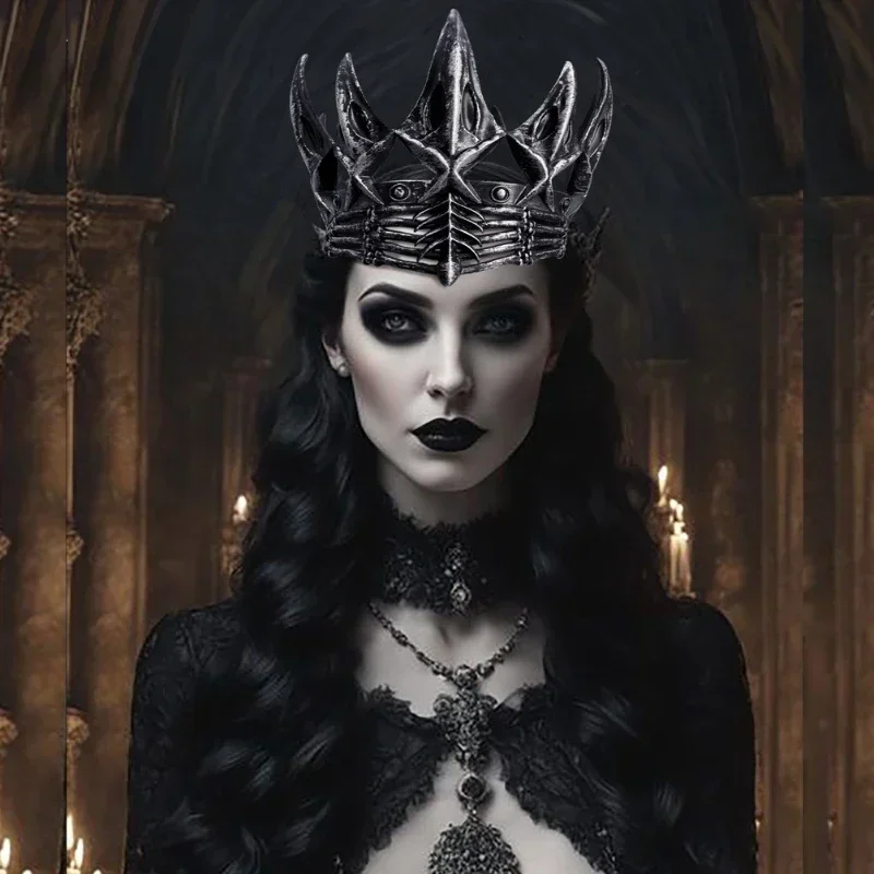 Halloweenowa korona wrony królewna śnieżka i myśliwska sukienka na imprezę Cosplay akcesoria nakrycia głowy rekwizyty książę Cosplay opaska na głowę korona — zdjęcie 3