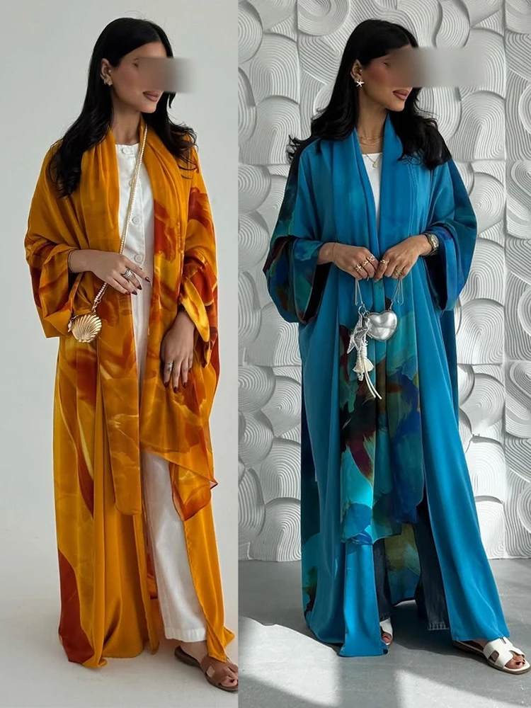 

Ид женский шарф Абая мусульманский принт открытое платье вечерние Джалабия Рамадан длинные абайи Vestidos арабский кардиган халат марокко кафтан