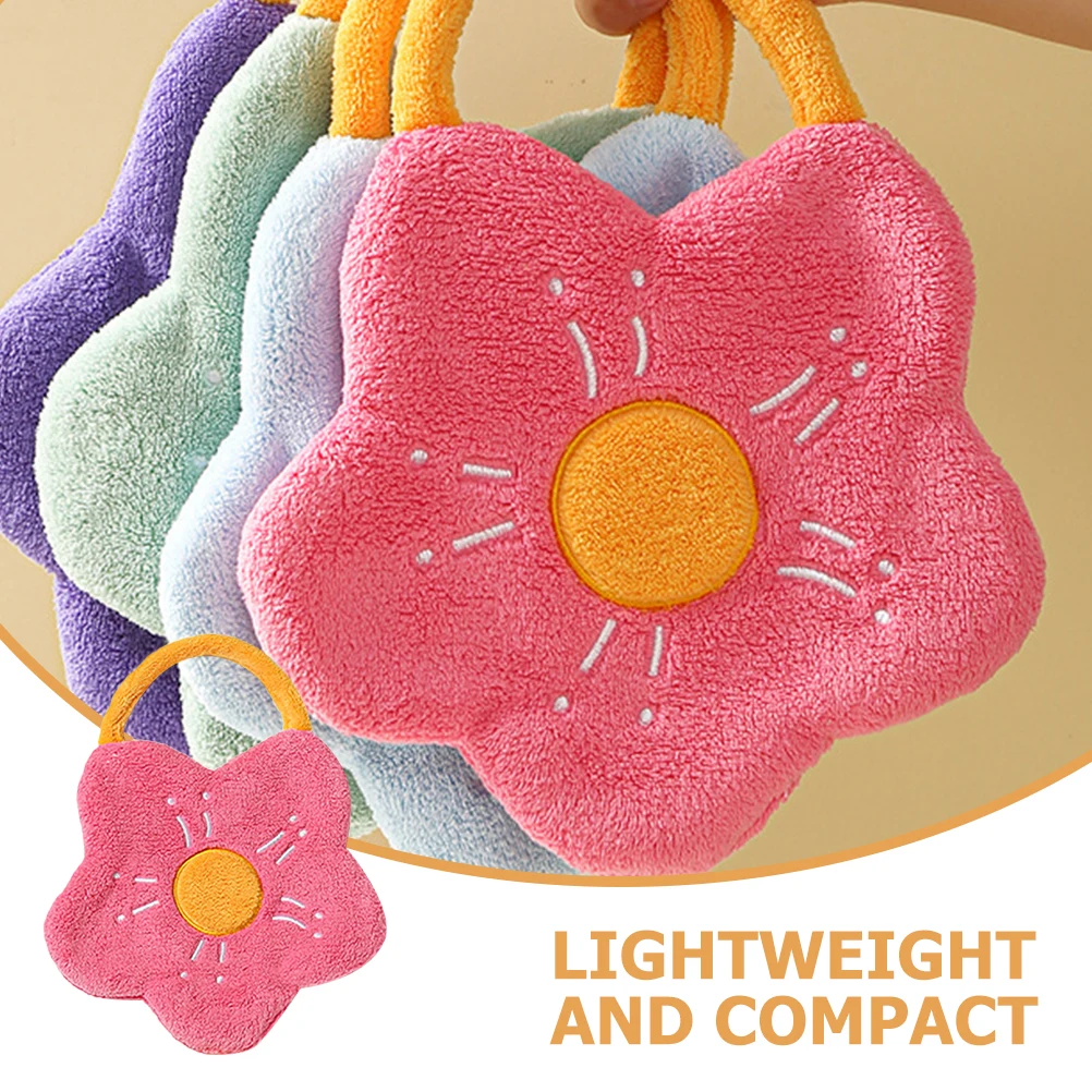 

Coral Fleece Hand Towel Bathroom Decorative Flower Boho Kitchen Absorbent Quick Drying Balls Hanging Cartoon Adult