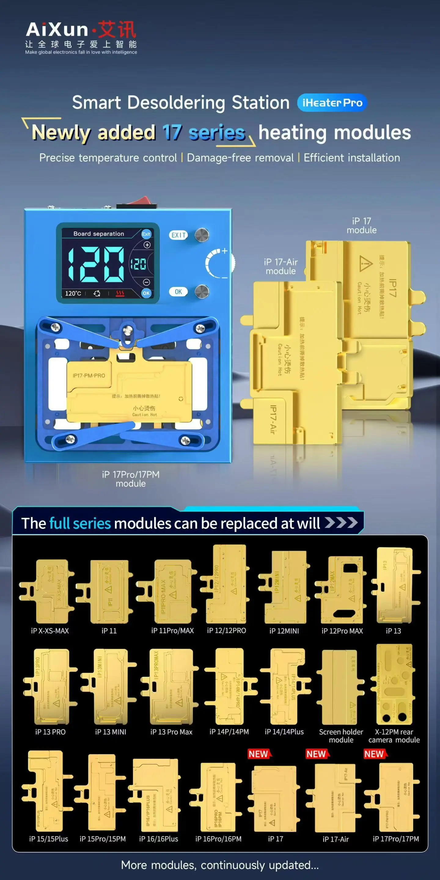 AIXUN iHeater/iHeater Pro Station Thermostat plate-forme plaque chauffante pour iPhone X-17promax modules/séparation thermique de la carte mère