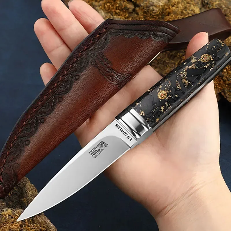 M390 High Hardness Survival Knife Nordic Small Straight High Gloss Mirror Collector Knife Camping Fruit Knife Outdoor Knives