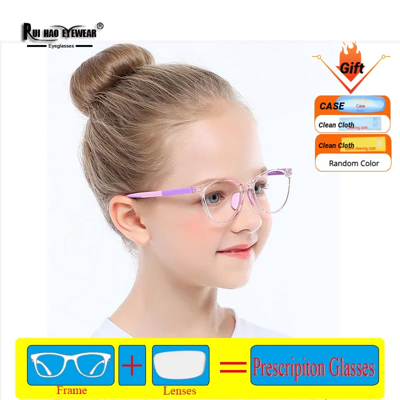 KIDS Glasses Customize Prescription Eyeglasses Cat Eye Girls Children Eyeglasses Fill Resin Lenses Amblyopia Myopia Spectacles