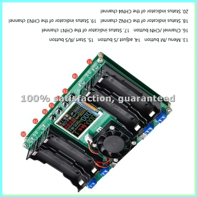 4 Channel 18650 Lithium Battery Capacity Tester Module MAh MWh Digital Battery Power Detector Module Tester Type-C-ABFB