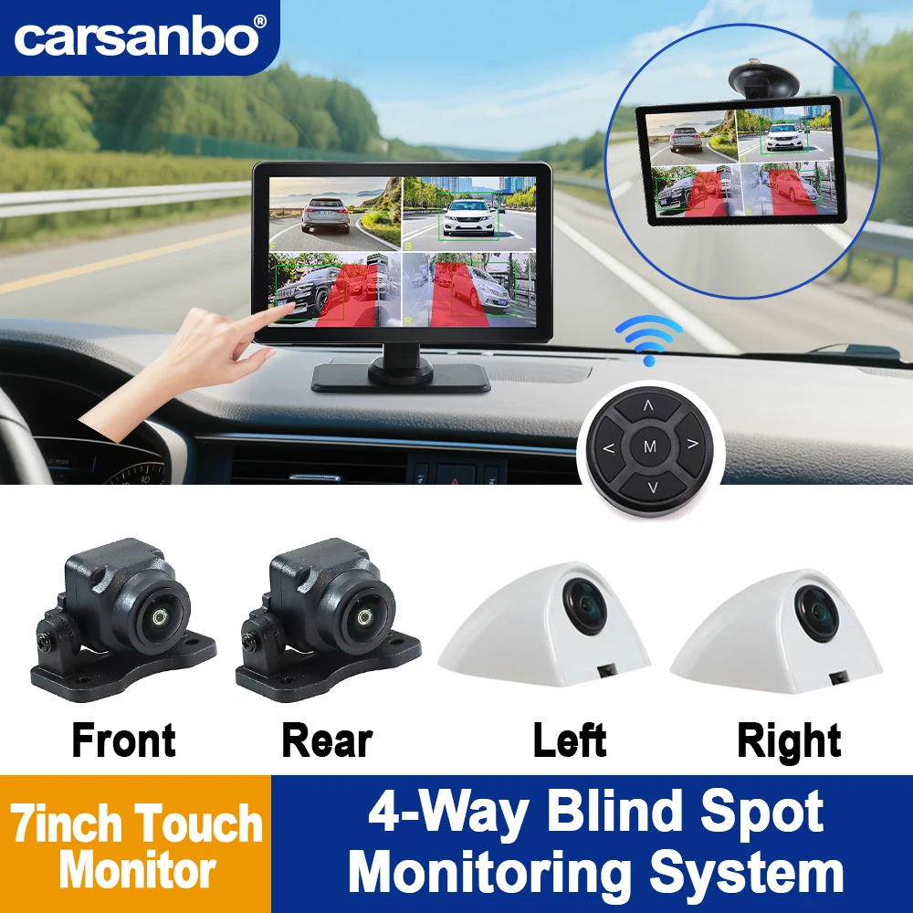 

Carsanbo Car Split Image Recording System With Four Cameras AI BSD Loop Recording Function 7inch Touch Screen