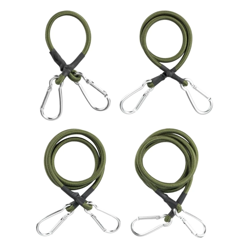 Strong Elastic Bungee Straps Elastic Tie Strap String with Carabiner Hooks Heavy Duty Bungee Cord Camping Accessories