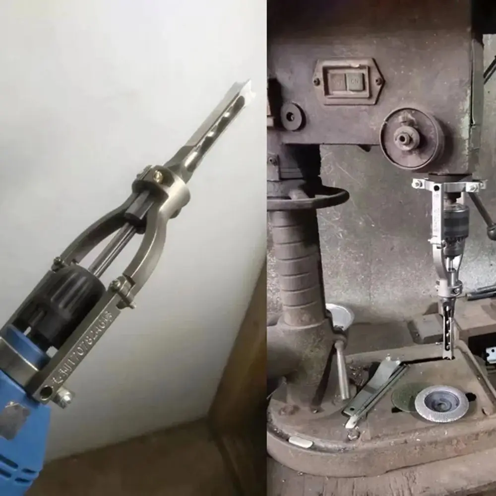 Adjustable Clamp Square Hole Drill Fixed Bracket Sturdy Portable Drill Bit Adapter Spare Parts Precision Mortising Attachment