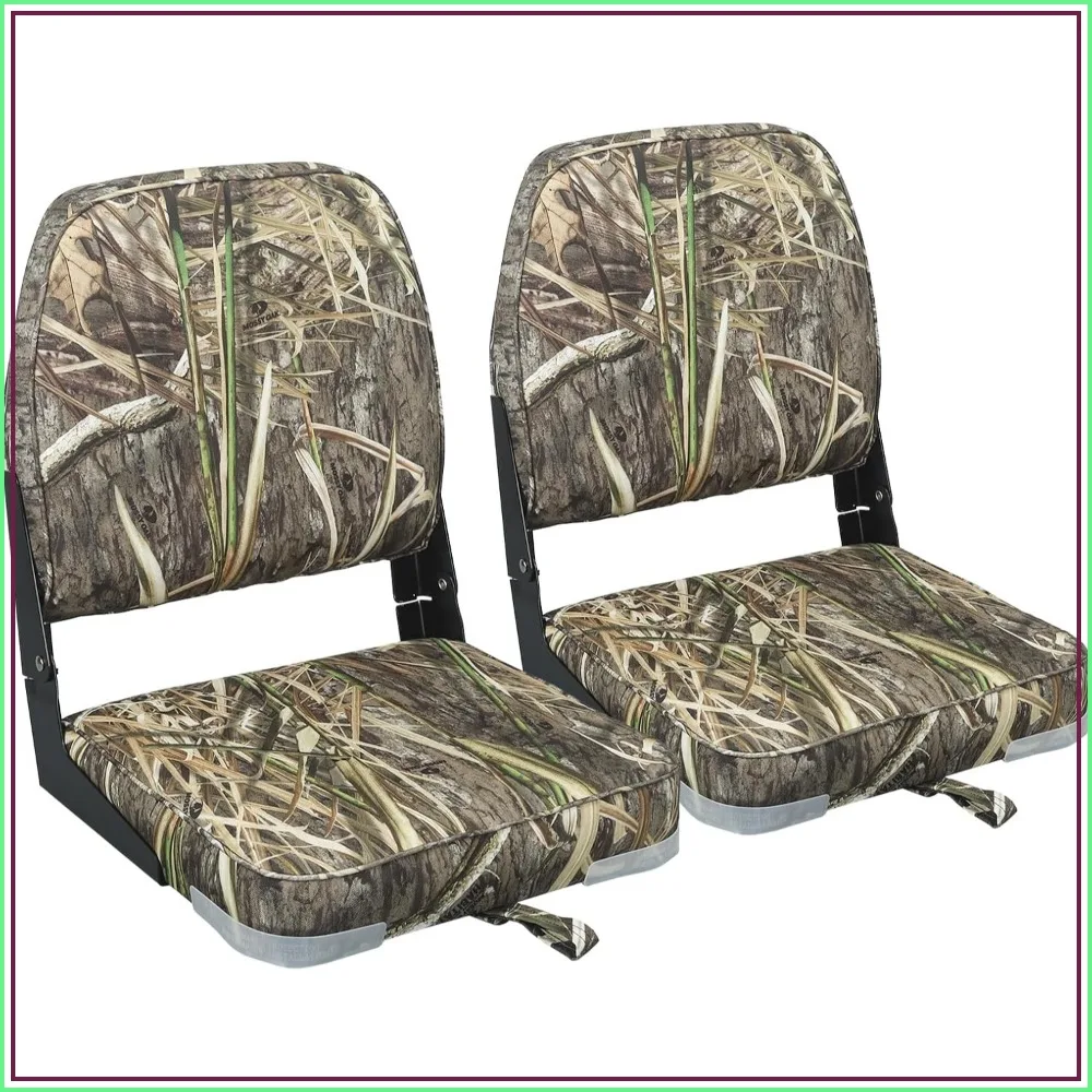 Folding Boat Seats Padded Camo Fishing Boat Chair with Backrest Marine Bass Jon Boat Seat