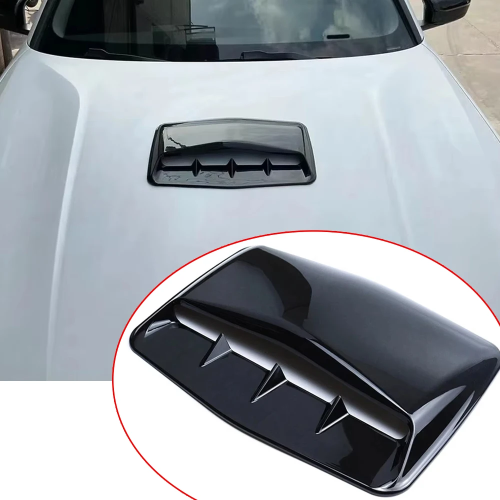 Universal Front Engine Hood Cover Scoop Air Intake Inlet Vent Decorative Glossy Black Car Truck Bonnet Vent Cover Accessory