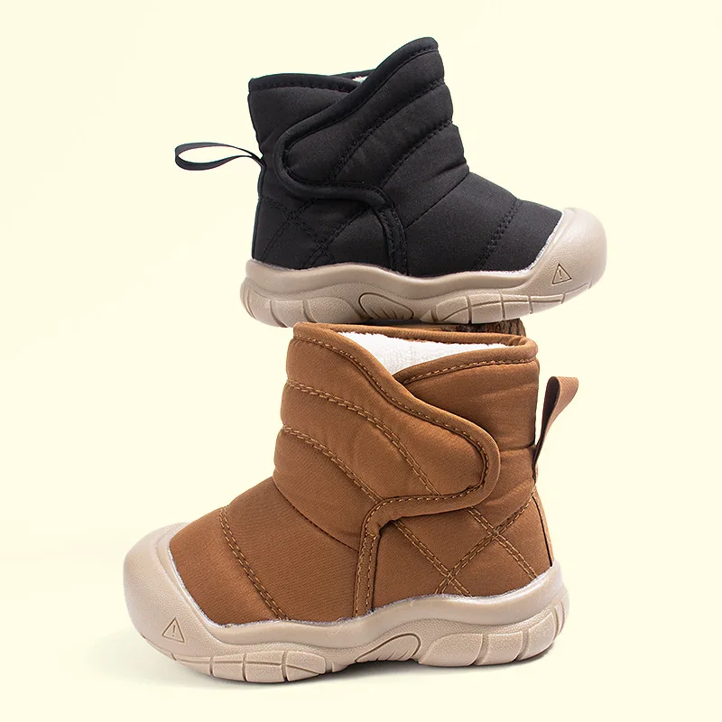 

Зимние детские зимние ботинки, водоотталкивающая ткань, защита от столкновений, повседневная теплая хлопковая обувь на толстой подошве с флисовой подкладкой