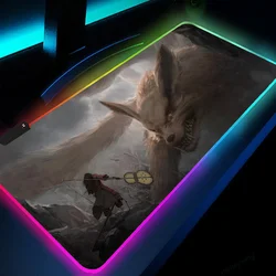 1pc Anime giapponesi N-Narutos XXL RGB Gaming Mouse pad HD Black Gamer accessori Large LED