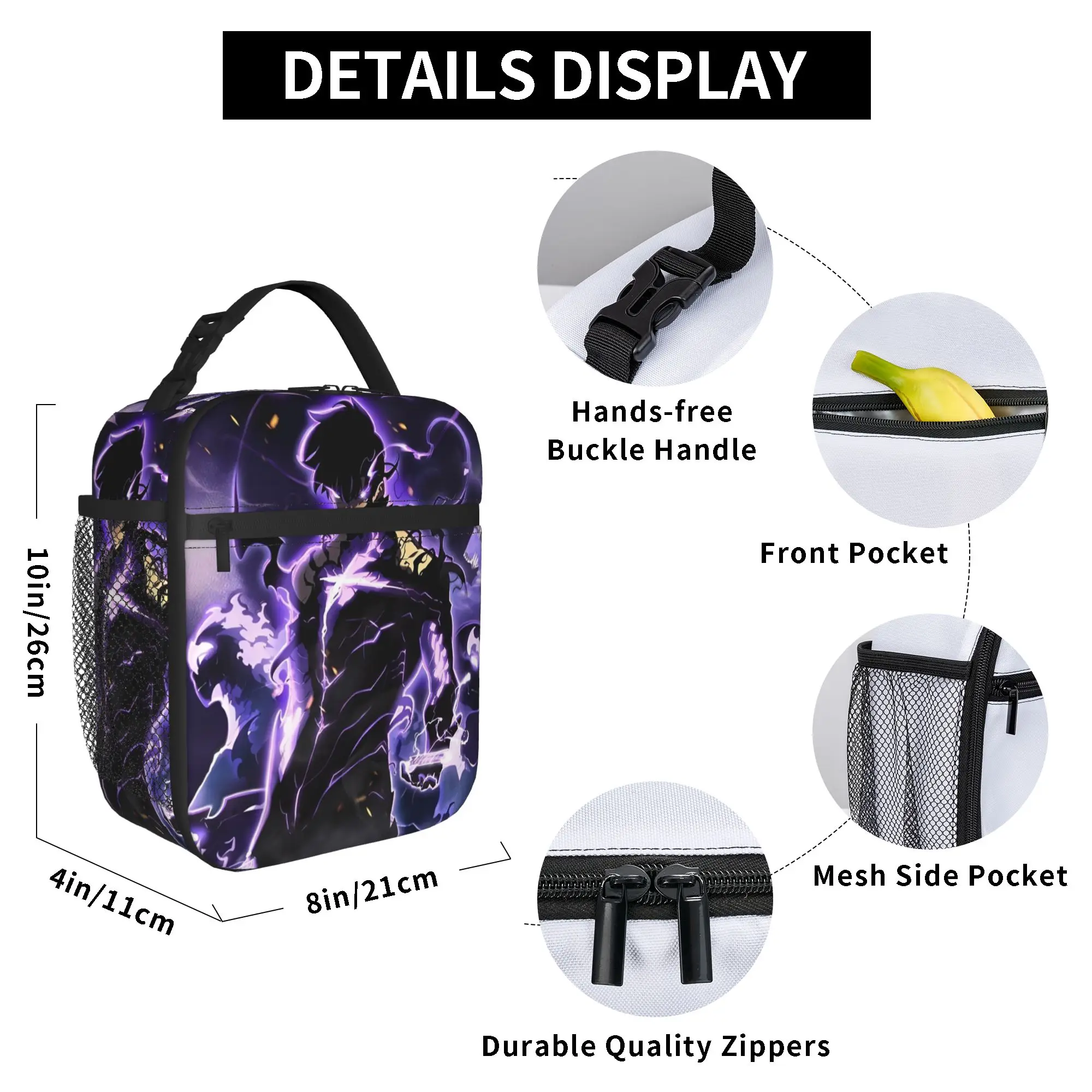 Anime Solo Levelings Thermal Insulated Lunch Bag for Office  Portable Bento Box Cooler Thermal Lunch Boxes - view 4