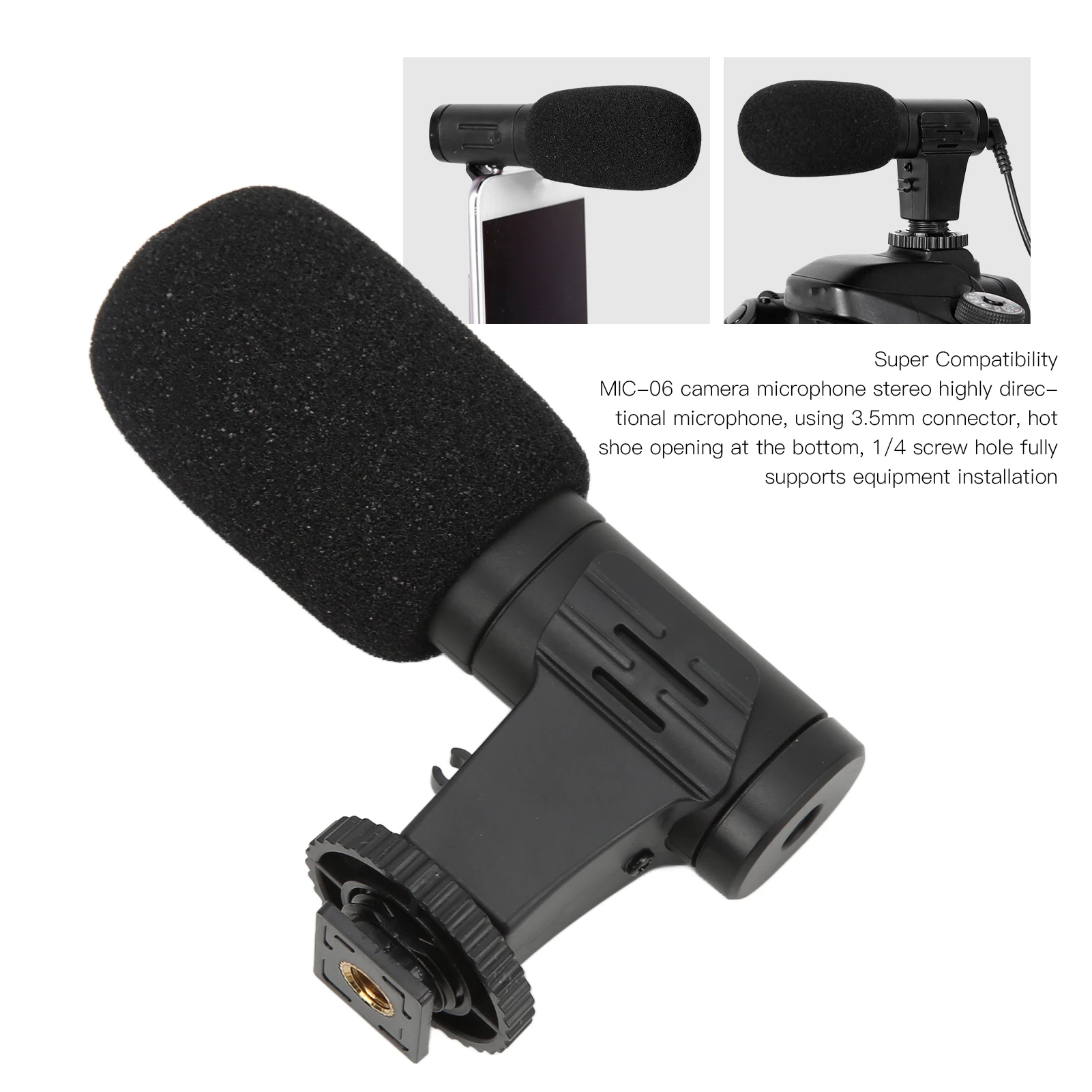 MIC 06 Microphone Mobile Phone Mini Microphone 3.5mm for Live Conference Video Vlog Microphone Mini Microphone for Mobile Phone