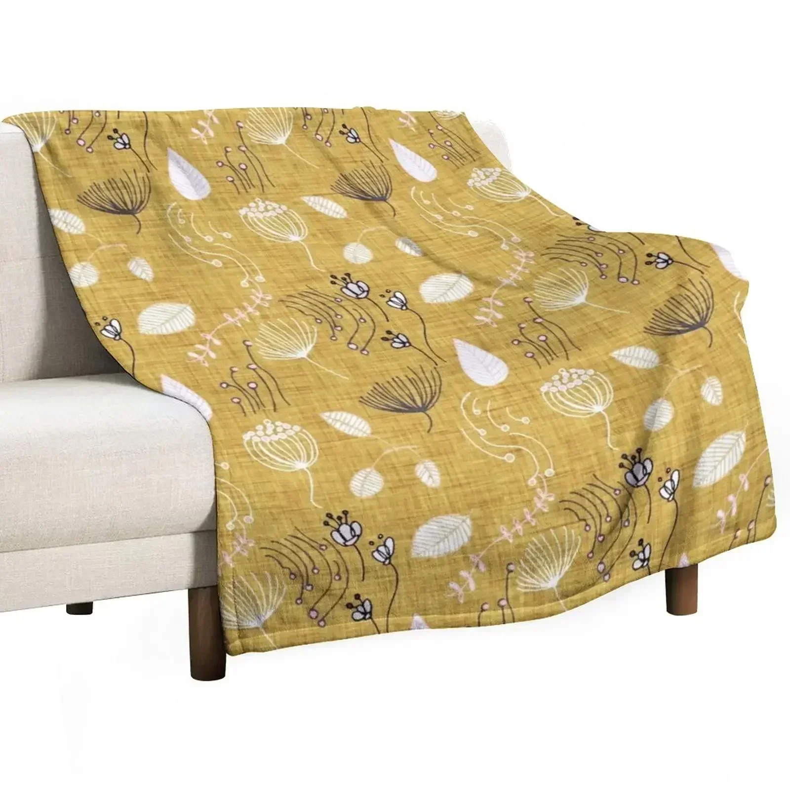 

Winter Floral Mustard Throw Blanket Thins Cute bed plaid Blankets