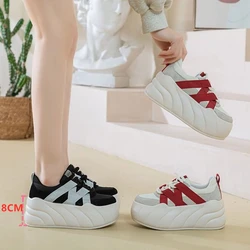 AIYUQI mieszkania platformy damskie buty w stylu casual 8CM buty na platformie trampki z grubą podeszwą sznurowane buty damskie wiosna modne na co dzień