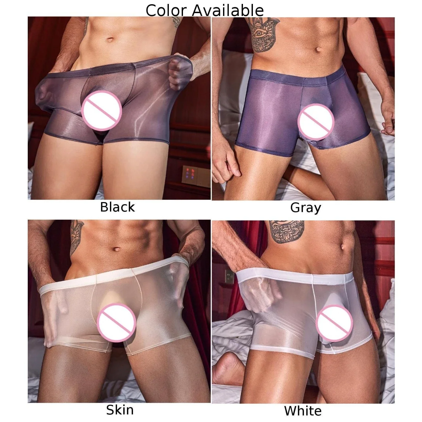 Men‘s Sexy Thin Breathable Underwear For Hot Man Silky See-Through Boxer Briefs Gay Sissy Bulge Pouch Intimate Trunks Underpants - Image 5