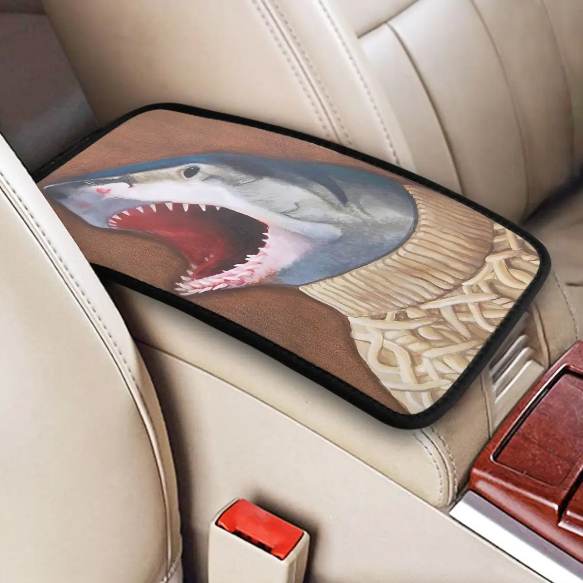 Shark In A Sweater Car Accessories Car Handrail Box Cushion Custom Print Non-slip Car Armrest Cover