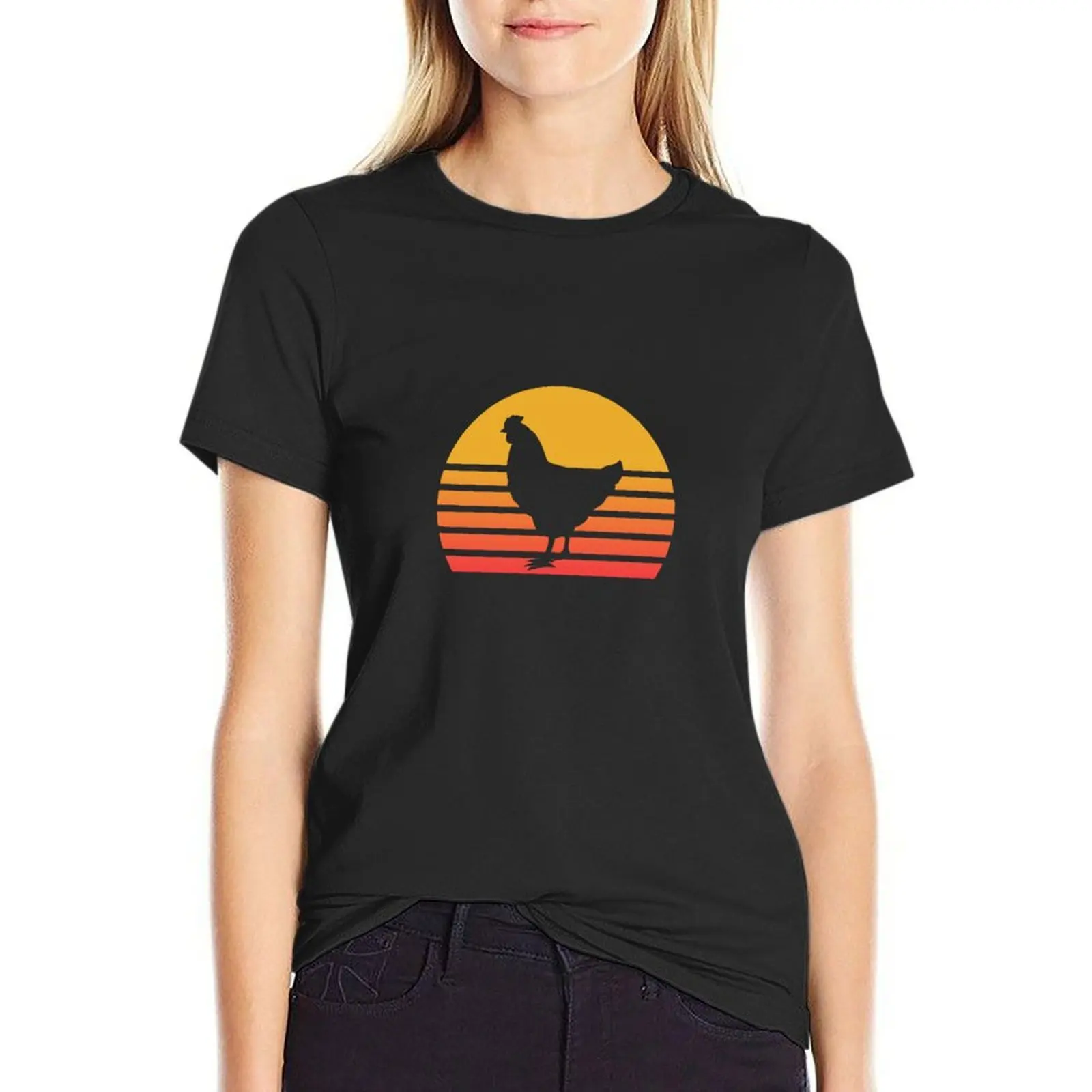 Chicken Vintage Chicken Silhouette Chicken Women'sFarmhouse Birthday Gift Farm Animal Lover Chickens Farmer T-Shirt