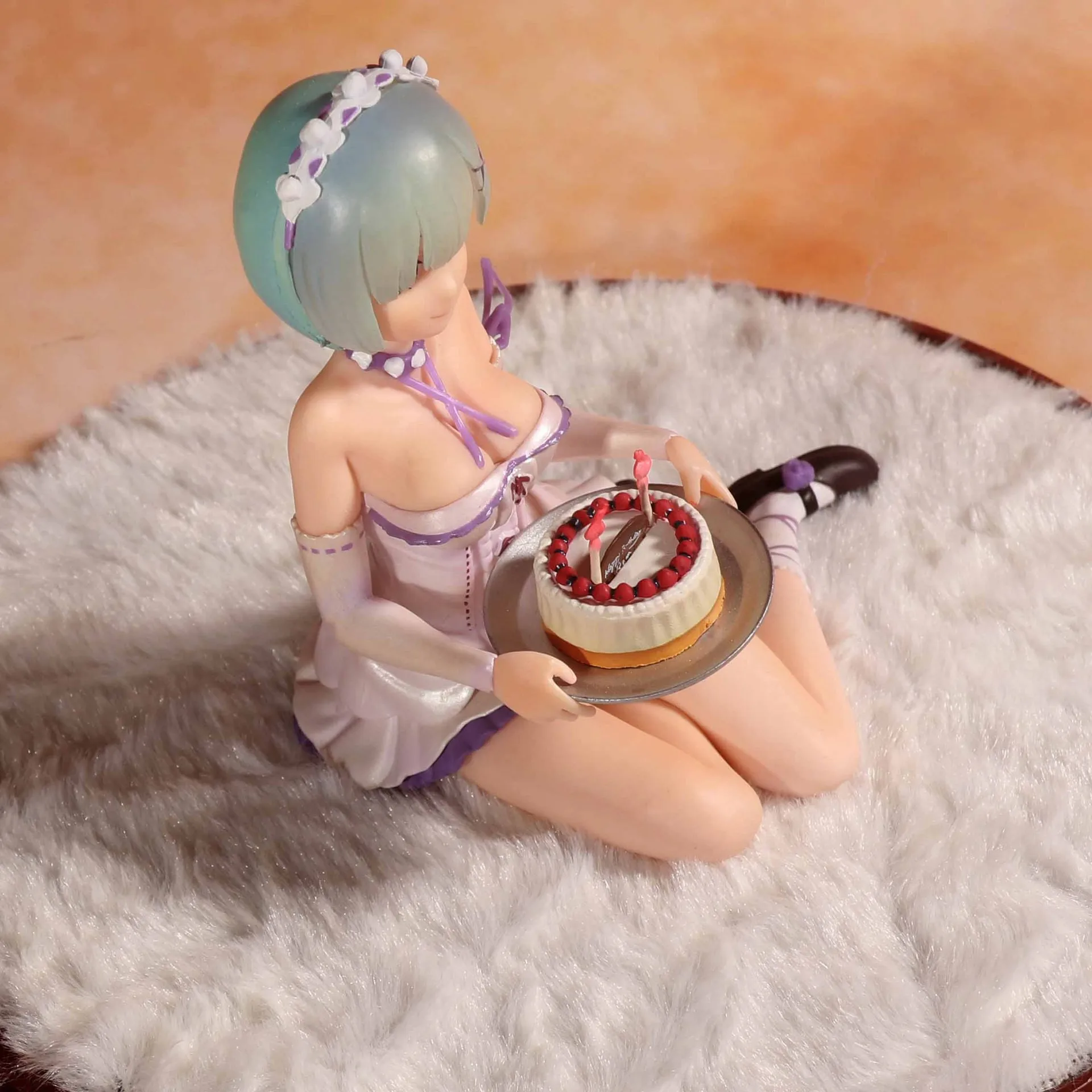 Re:Zero Anime Sentado Modelo Toy com Base, Action Figure, Bolo de Aniversário, Modelo Sentado, Presente, Hajimeru, Isekai Seikatsu, Rem, 13cm