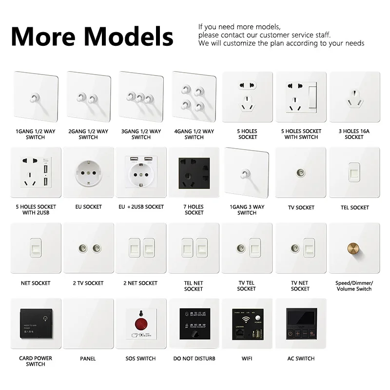 Avoir Wall สลับสวิทช์สีขาวสแตนเลส Usb ซ็อกเก็ตเต้าเสียบไฟสวิทช์ Dimmer 1 2 3 4 Gang 2 Way 220V