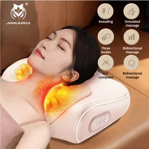 Jinkairui Neck Massage Pillow Cervical Massager Waist Back Shoulder Shiatsu Kneaded Multifunctional Hot Compress Relaxation Gift 10 best sales shiatsu neck back massager - №4
