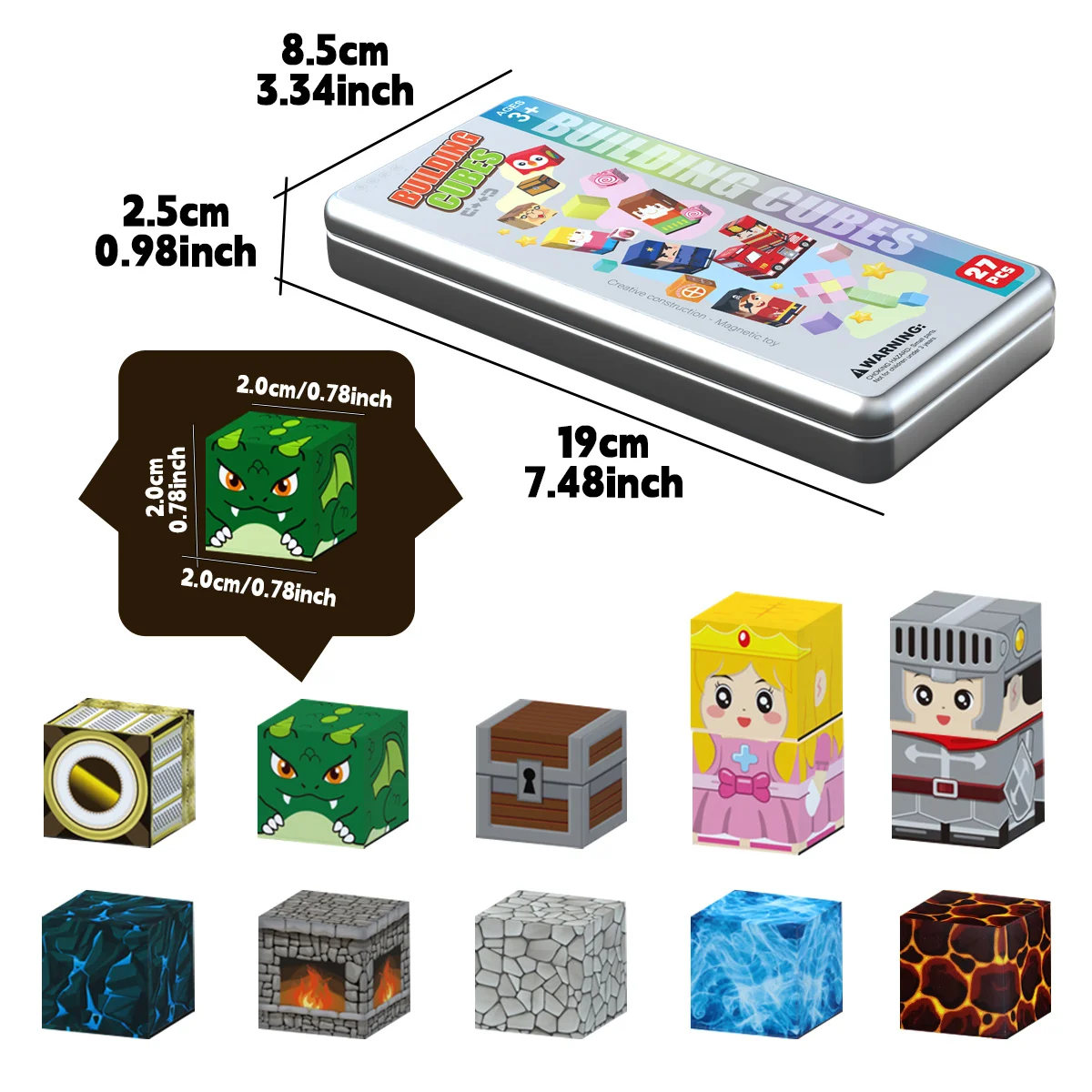 كتل مغناطيسية ذات طابع الجليد والنار - 27 قطعة كتل مغناطيسية لبناء قلعة الجليد والنار - ألعاب مغناطيسية للأطفال في عيد الميلاد