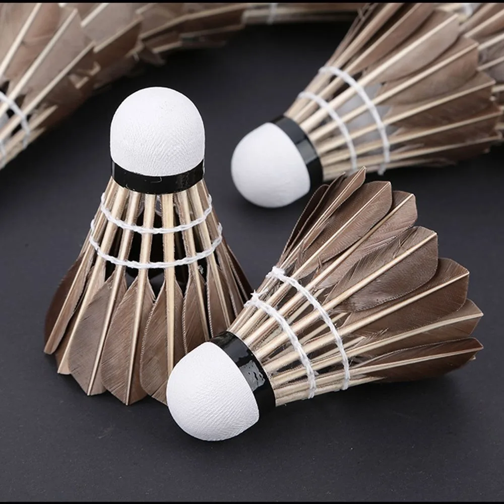 3/6/12Pcs Household Training Sport Professional Badminton Shuttlecock Black Goose Feather Durable