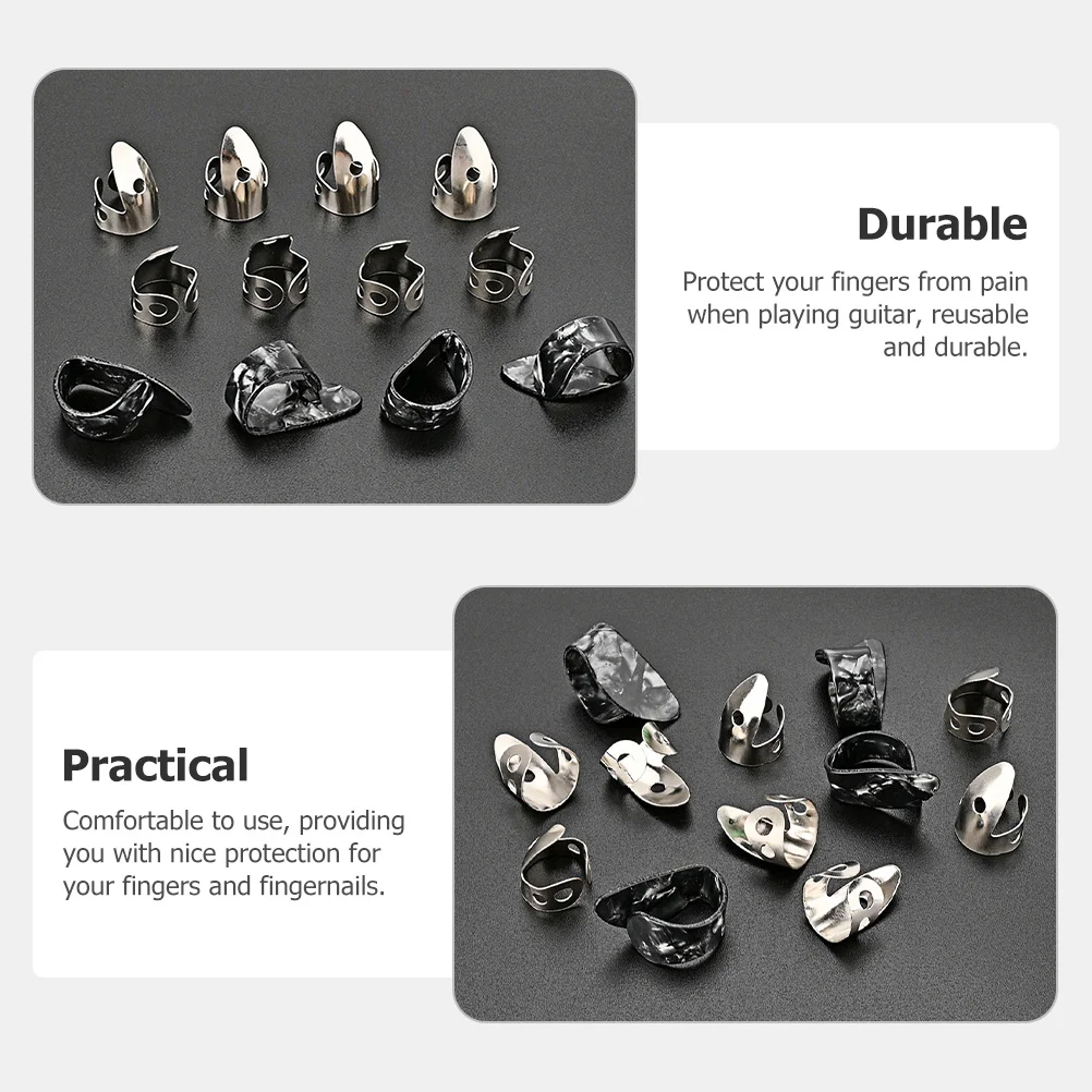 

12pcs Metal Finger Thumb Pick Rings Set Adjustable Guitar Finger Protectors Reusable Durable Guitar Accessories Bass Realistic