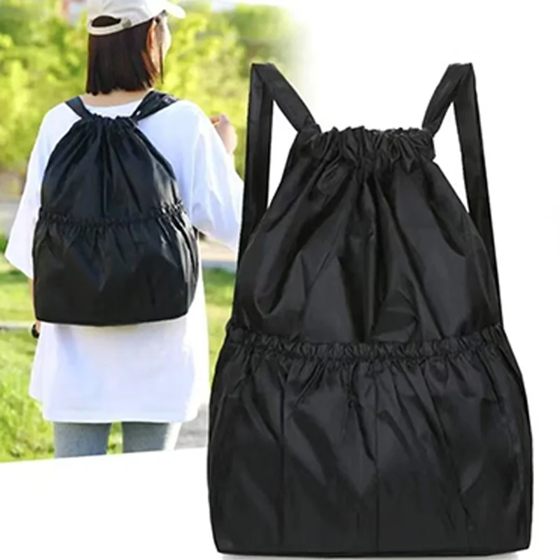 

Women's bag with large capacity, drawstring closure, double shoulder strap, outdoor casual backpack, handbag, simple design