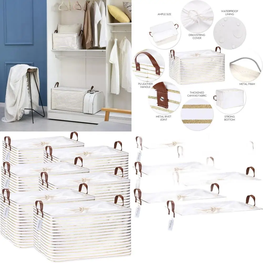 

6-Pack Foldable Storage Bins for Closet, Large 70L Capacity, Organizers with Handles for Clothes, Blankets, Toys, and Bedding (G