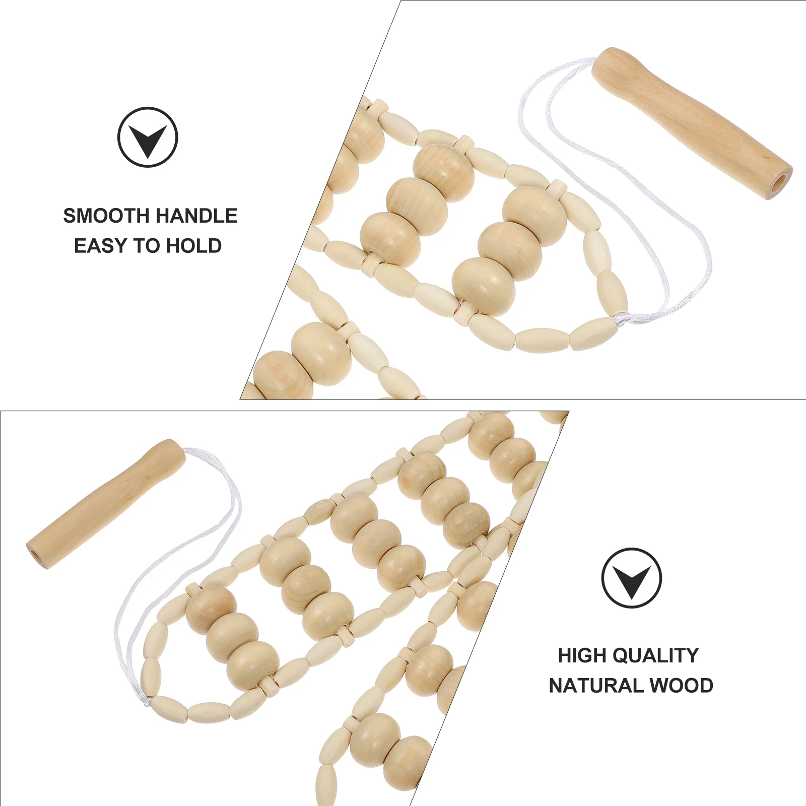 

Wooden Back Massager Roller Rope Muscle Pain Relief Portable Tool for Games Lovers Computer Workers Athletes Travel Use