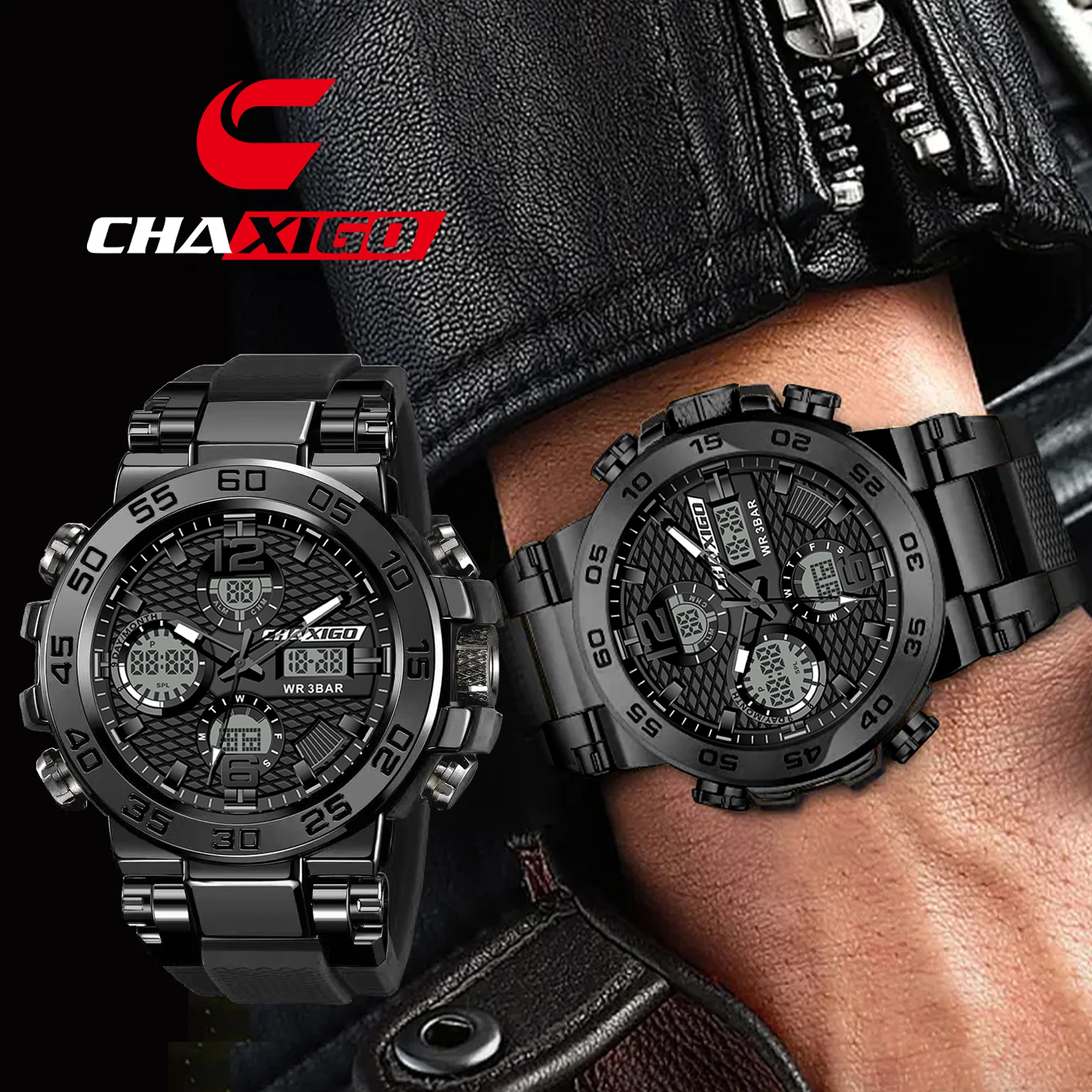 CHAXIGO Мужские спортивные часы с силиконовым ремешком