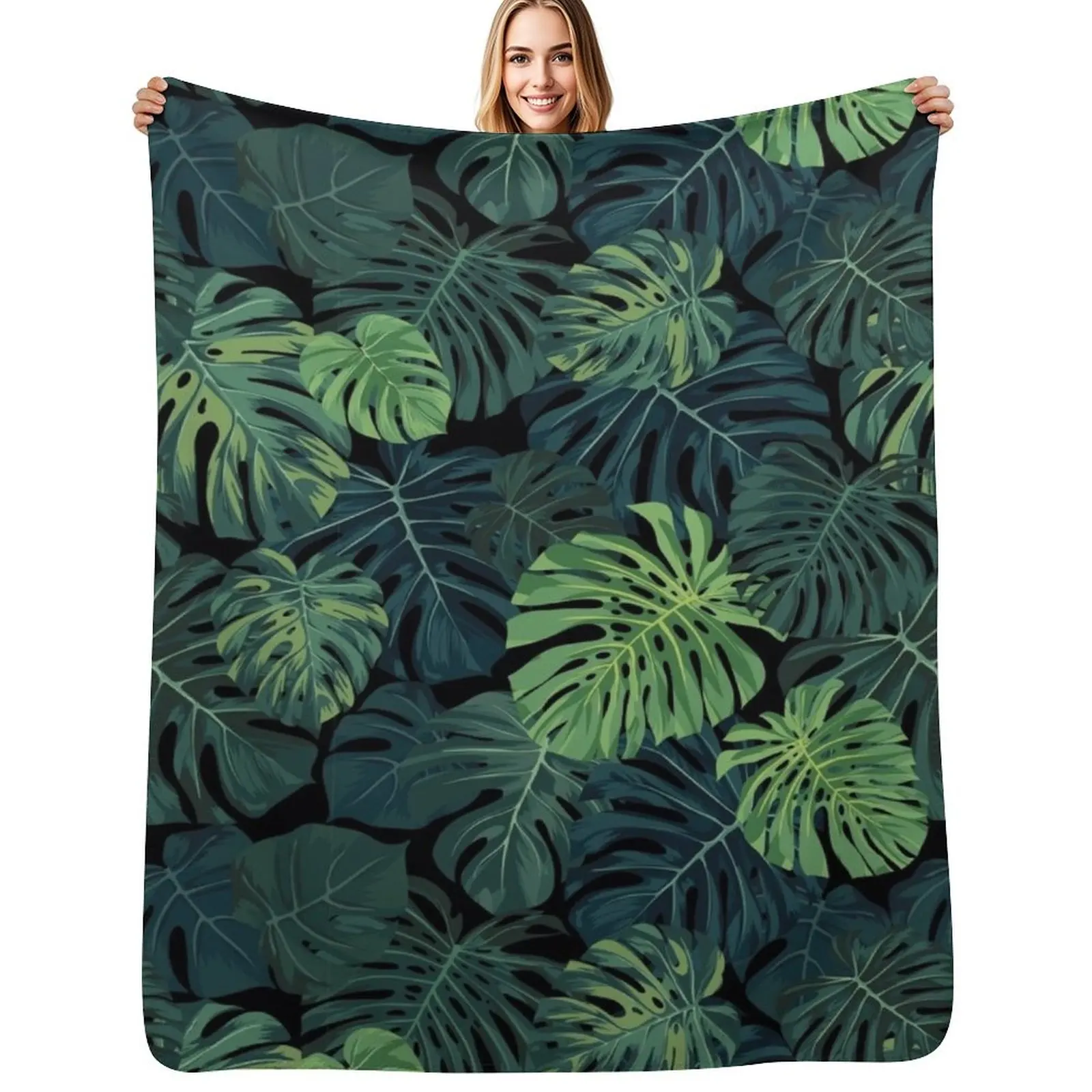 

Monstera leaves Throw Blanket Designers Hairys warm winter Soft Blankets